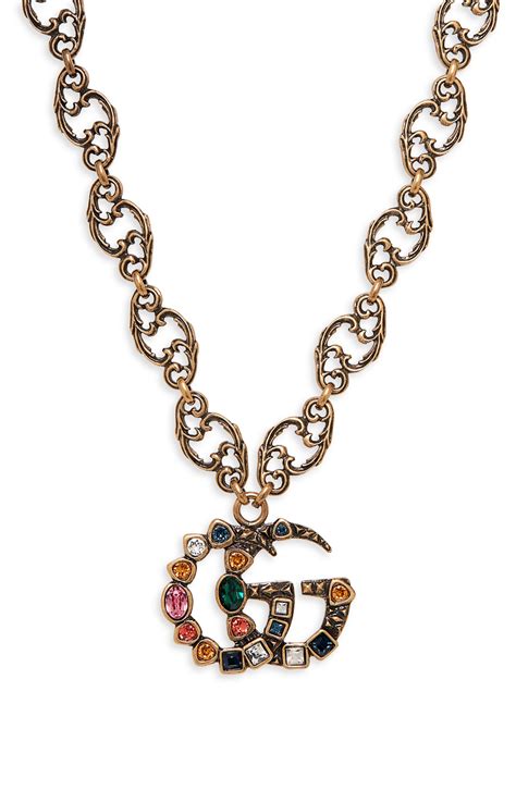 gucci crystal gg necklace|Gucci necklace vintage.